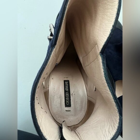 Giorgio Armani Suede Colourblock Pattern Booties - Picture 13 of 17